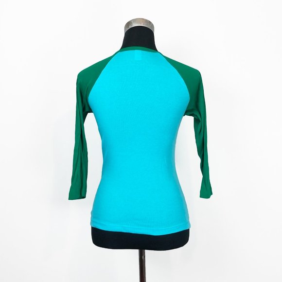 Y2K American Apparel Baby Rib 3/4 Sleeve Raglan Top - Picture 6 of 6